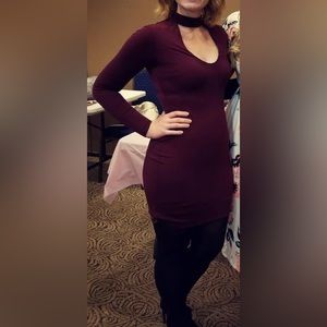 Express Long Sleeve Keyhole Dress